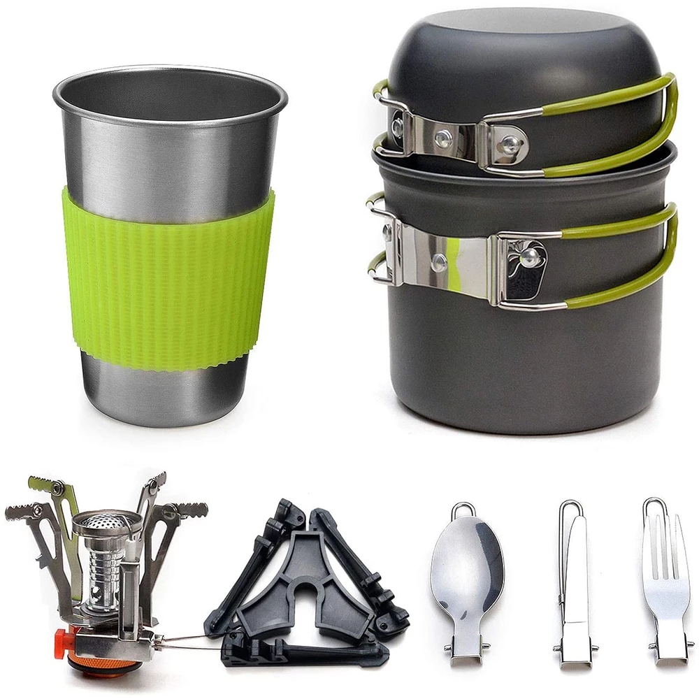 Camping Cooking Utilities - Camping Cookware Kit with Stove Outdoor
