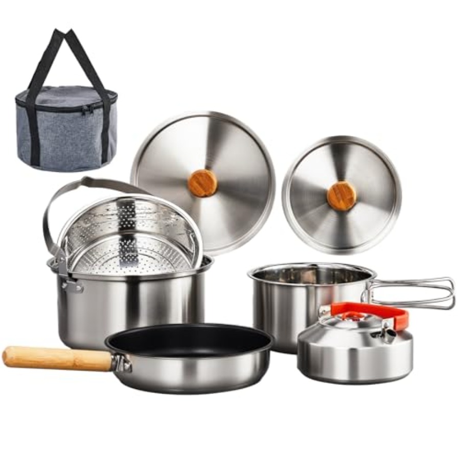 Camping Cookware Set, Lightwei - đánh giá và giá Camping Cooking Mess Kit