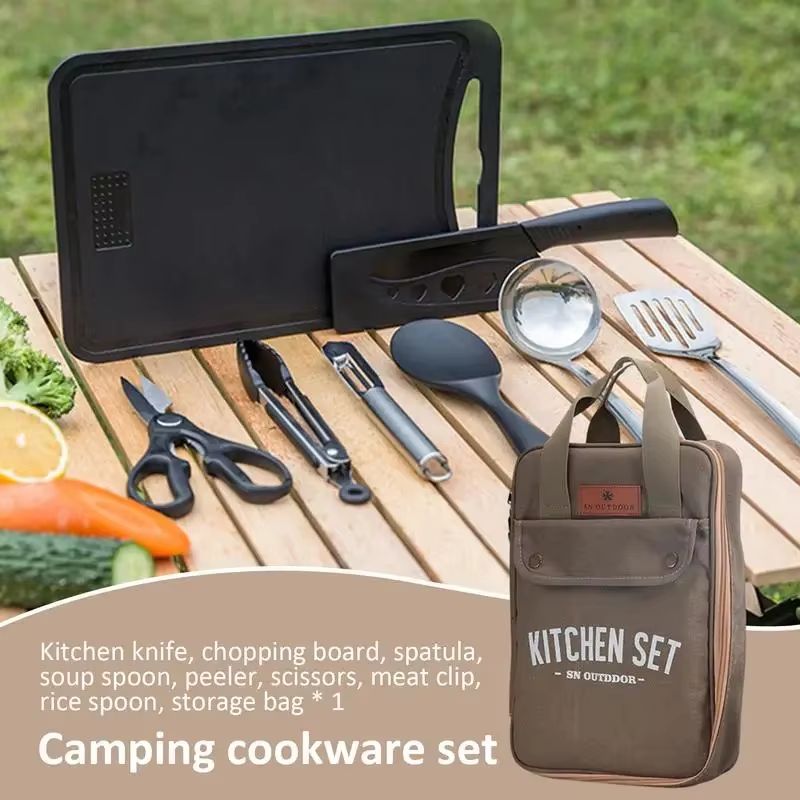 8pcs Camping Kitchen Cookware  - đánh giá và giá Camping Cooking Set Jetboil