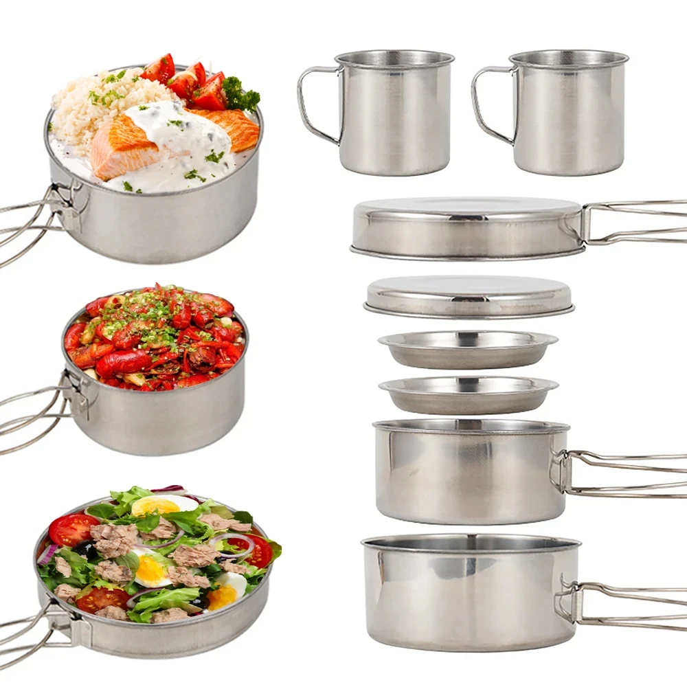 8pcs/Set Camping Cookware Mess - đánh giá và giá Camping Cooking Mess Kit