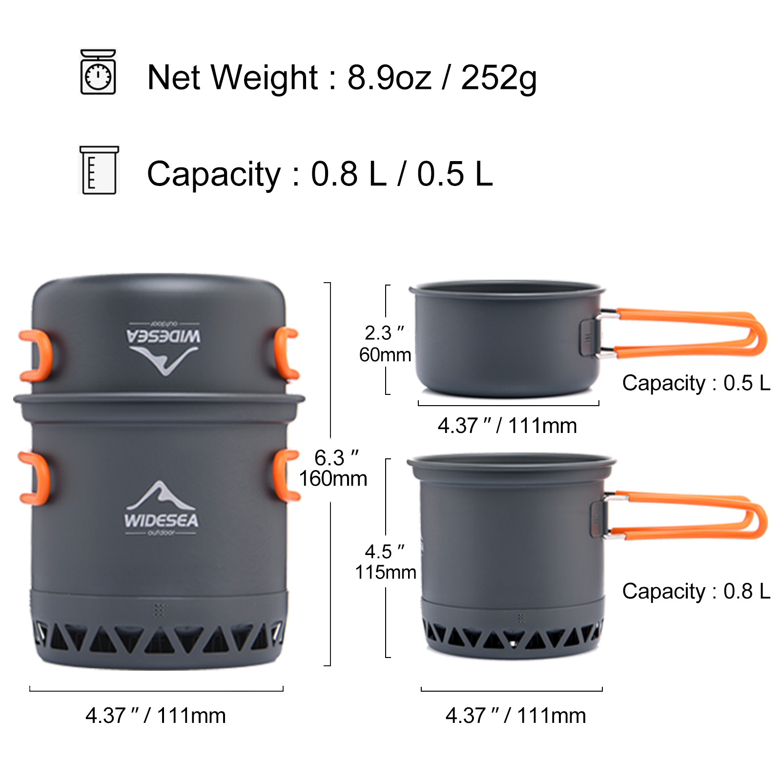 Widesea Camping Pot 1.3L 2.3L  - đánh giá và giá Camping Cooking Set Jetboil