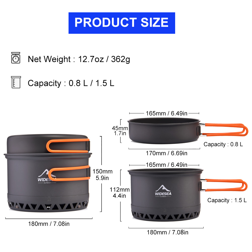 Widesea Camping Pot 1.3L 2.3L  - đánh giá và giá Camping Cooking Set Jetboil