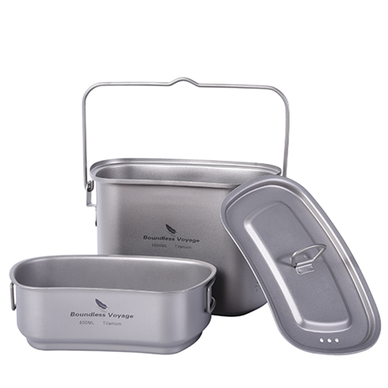 1.5L Outdoor Military Canteen  - đánh giá và giá Camping Cooking Mess Kit