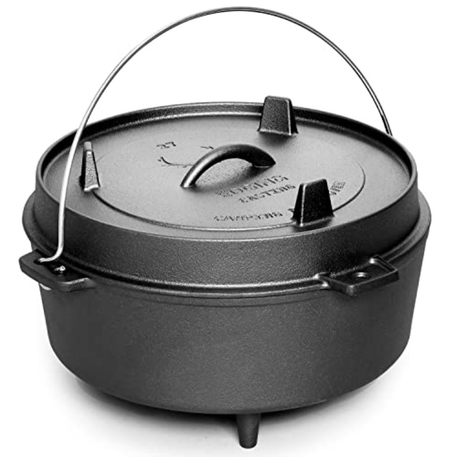 Pre-Seasoned Cast Iron Dutch O - đánh giá và giá Camping Cooking Dutch Oven