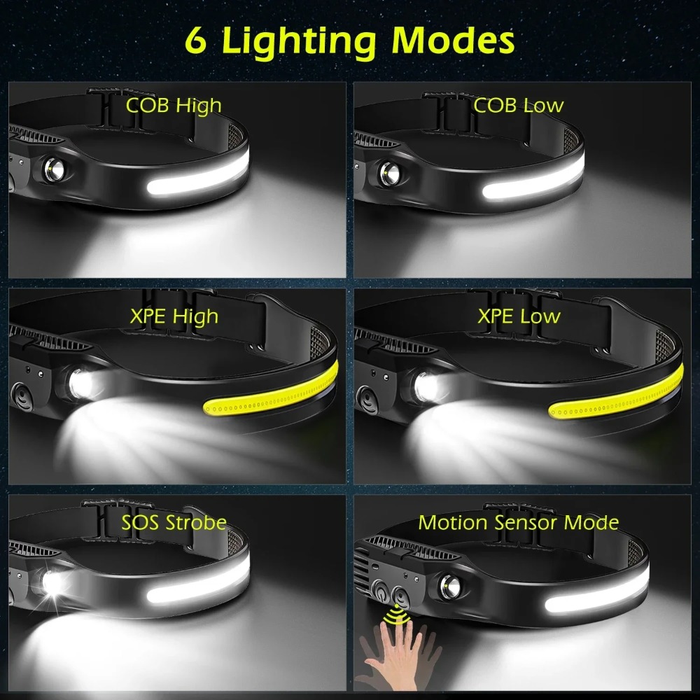 COB LED Induction Headlamp USB - đánh giá và giá Camping Cooking Fish