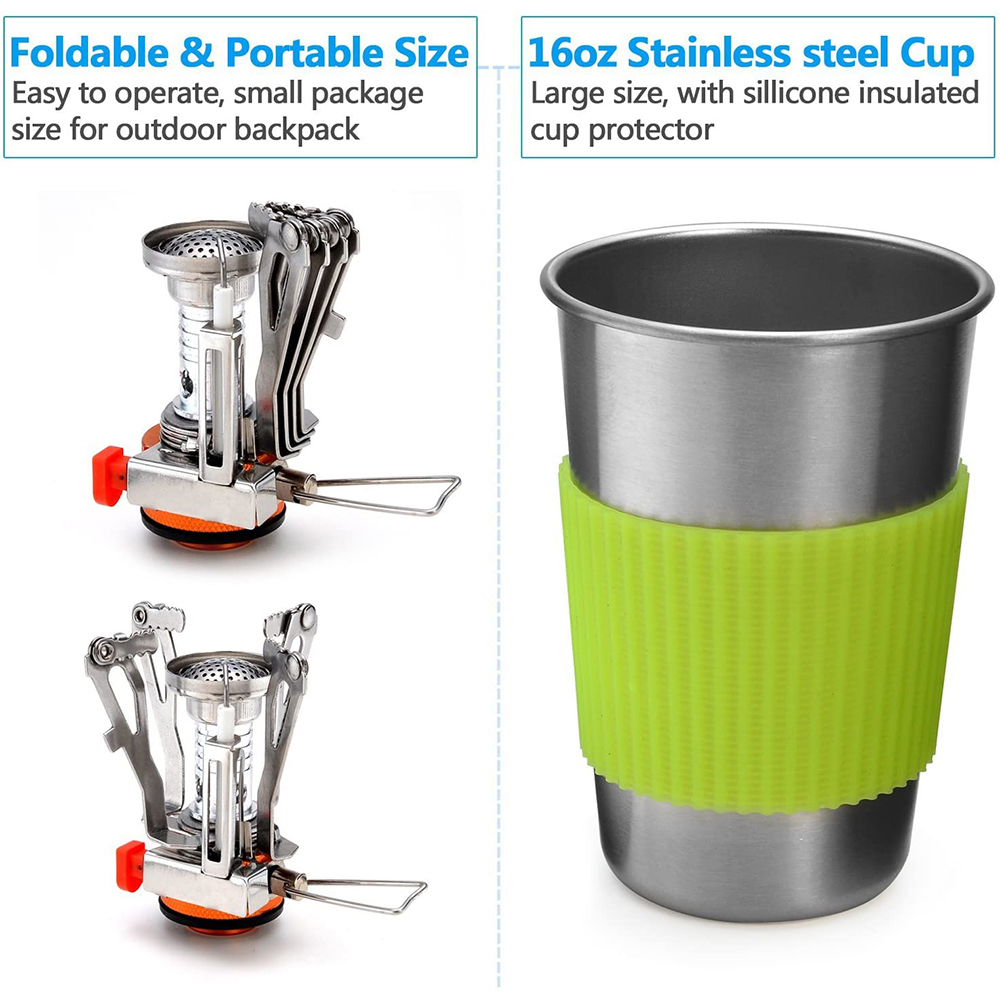 Camping Cookware Kit with Stov - đánh giá và giá Camping Cooking Utilities